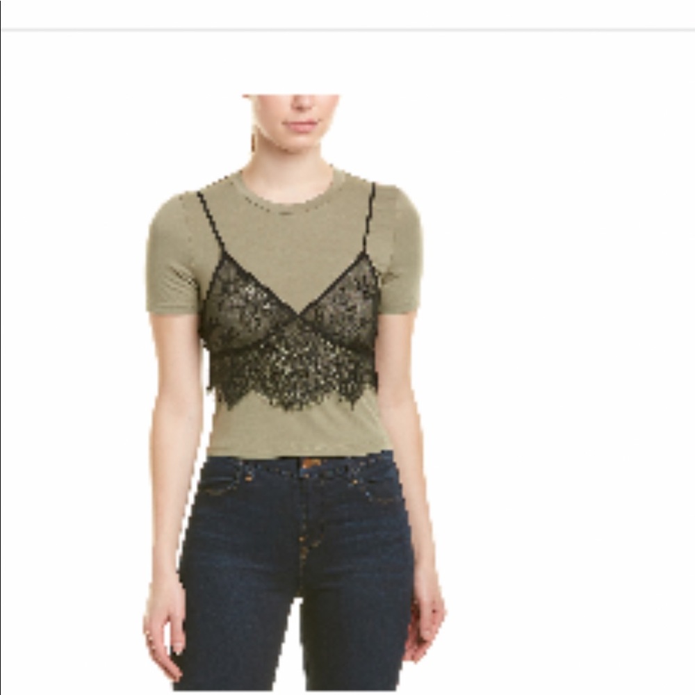 Y2K Style Lace Bralette T-Shirt. Size S. Brand NEW. MSRP $45.